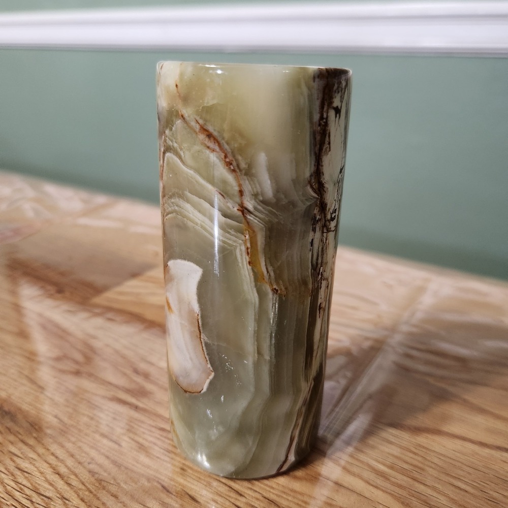 Green Onyx Marble 10,000 Villages Candle Holder